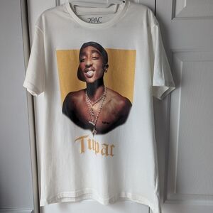 Tupac Vintage White And Gold Graphic T-shirt